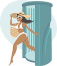 Tanned woman after viziting solarium is ready for vacation in tropical resort Royalty Free Stock Photo
